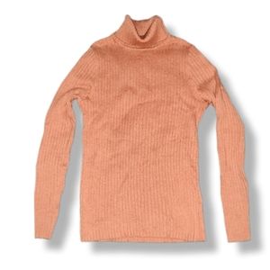 Kim Rogers Long Sleeve Ribbed Turtleneck Sweater, Rust/Orange, sz. S